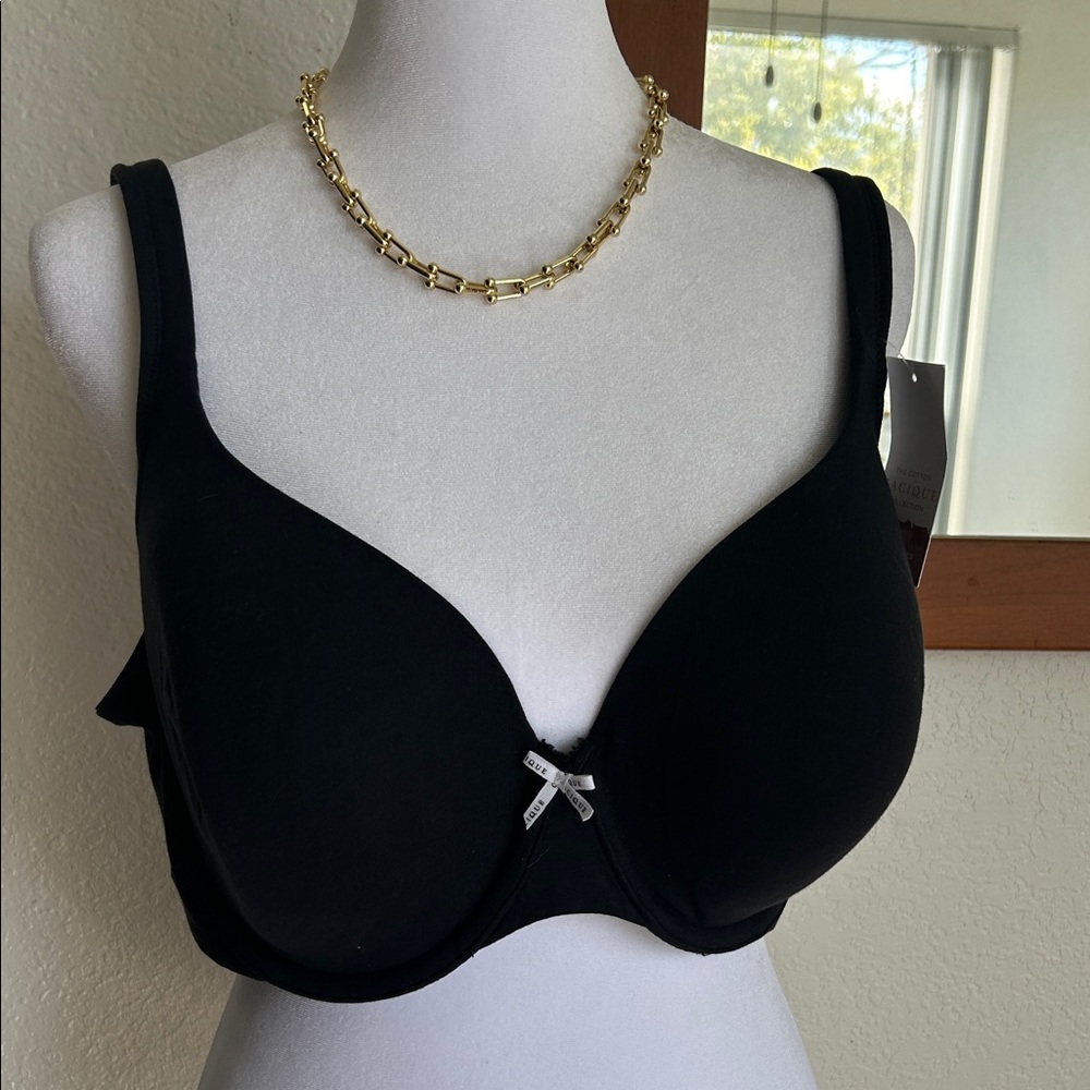 Cacique Elegant Cotton a collection lightly lined t-Shirt Black Women's Bra 42D